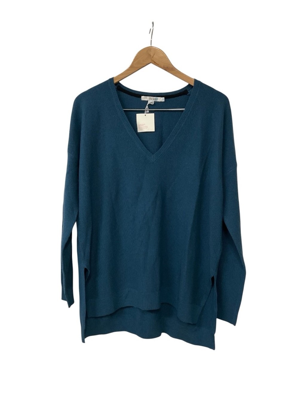 Boden  Teal V Neck Sweater Wool Viscose L